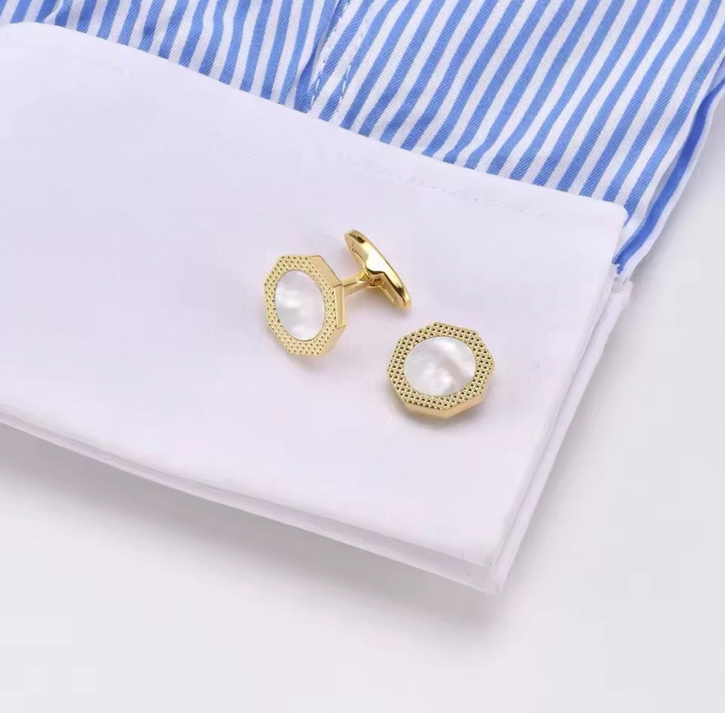 Gold mother pearl cufflinks