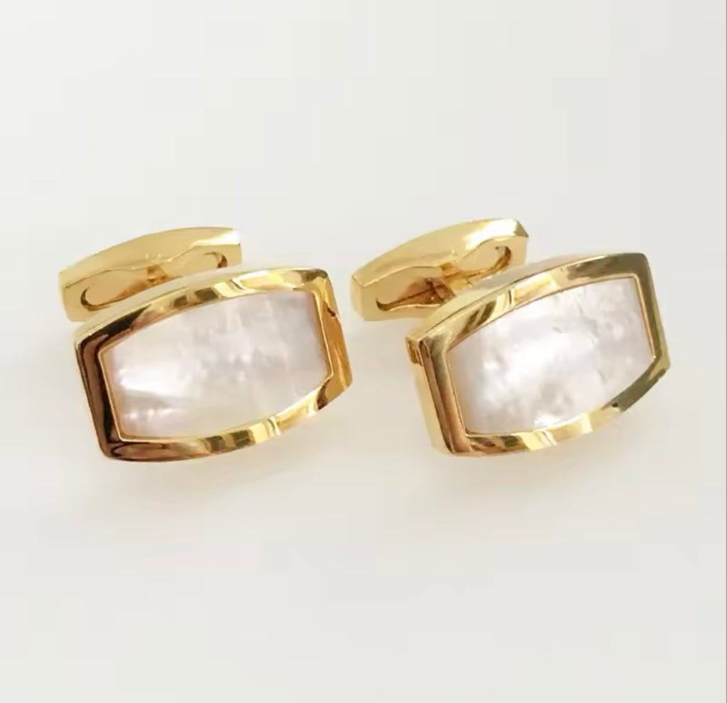 Gold mother pearl cufflinks