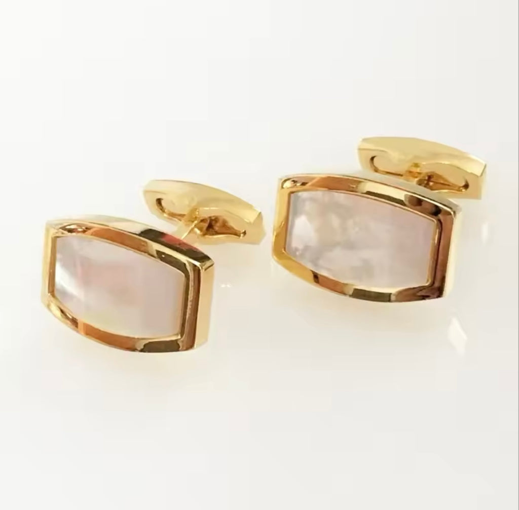 Gold mother pearl cufflinks