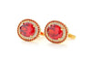 Crystal gold red round cufflinks