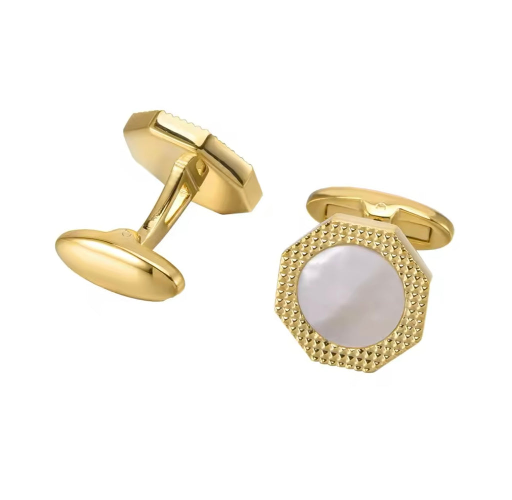 Gold mother pearl cufflinks