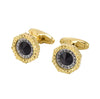 Gold round black cufflinks