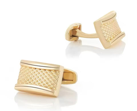 Gold round black cufflinks