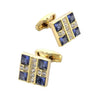 Gold Square blue crystal cufflinks