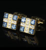 Gold Square blue crystal cufflinks