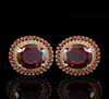 Crystal gold red round cufflinks