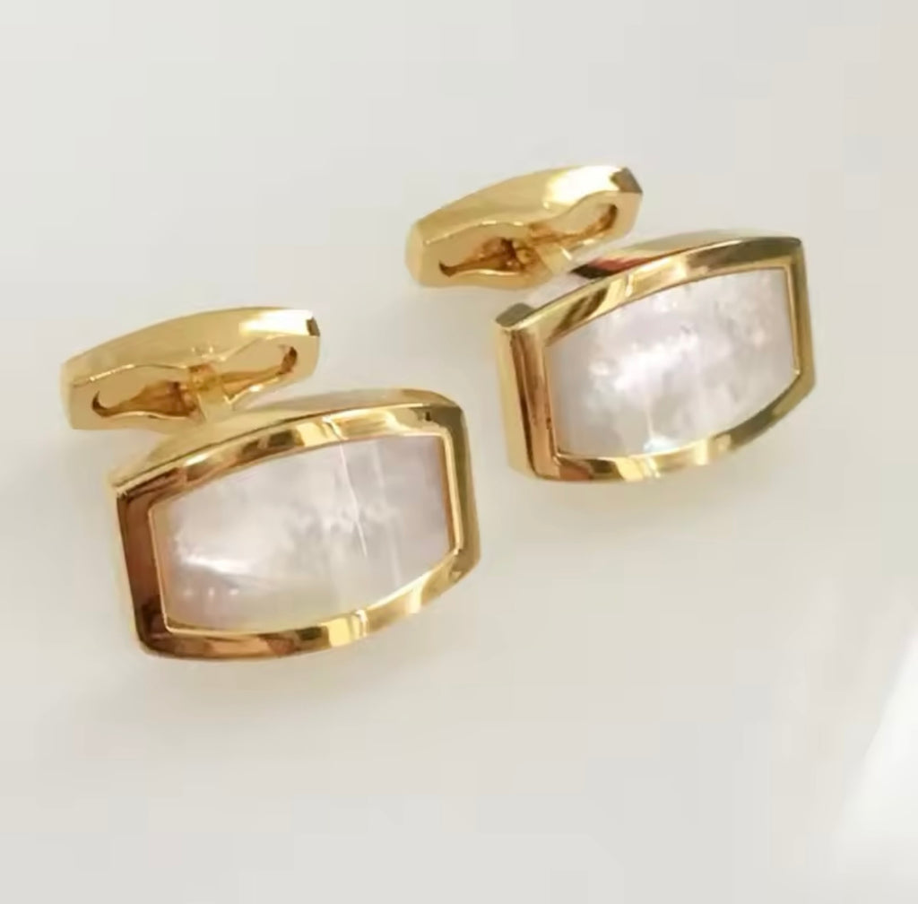 Gold mother pearl cufflinks