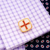 Gold Cufflinks with red crystal cross