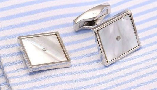 Classic mother pearl silver Cufflinks