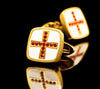 Gold Cufflinks with red crystal cross