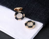 GOLD ROUND CRYSTAL CUFFLINKS