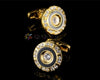 ROUND GOLD CRYSTAL CUFFLINKS