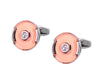 SILVER ROUND CRYSTAL CUFFLINKS