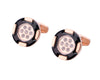 GOLD ROUND CRYSTAL CUFFLINKS