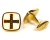 Gold Cufflinks with red crystal cross