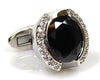 Black Round Stone Crystal Cufflinks