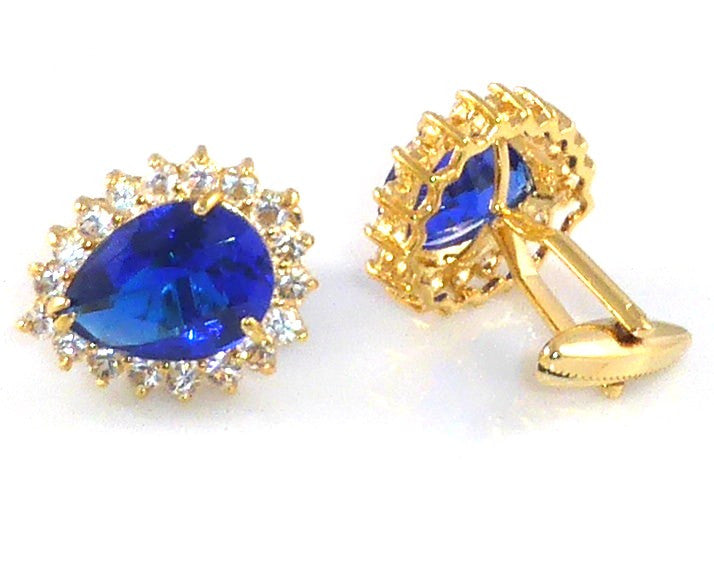 Royal Blue Sapphire Pear Cut Cufflinks