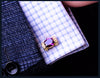 GOLD Purple Crystal Cufflinks