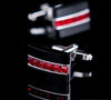 Red crystal silver cufflinks