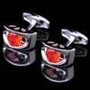 RED CUBIC EYE SHAPE CRYSTAL CUFFLINKS