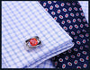 RED CUBIC EYE SHAPE CRYSTAL CUFFLINKS